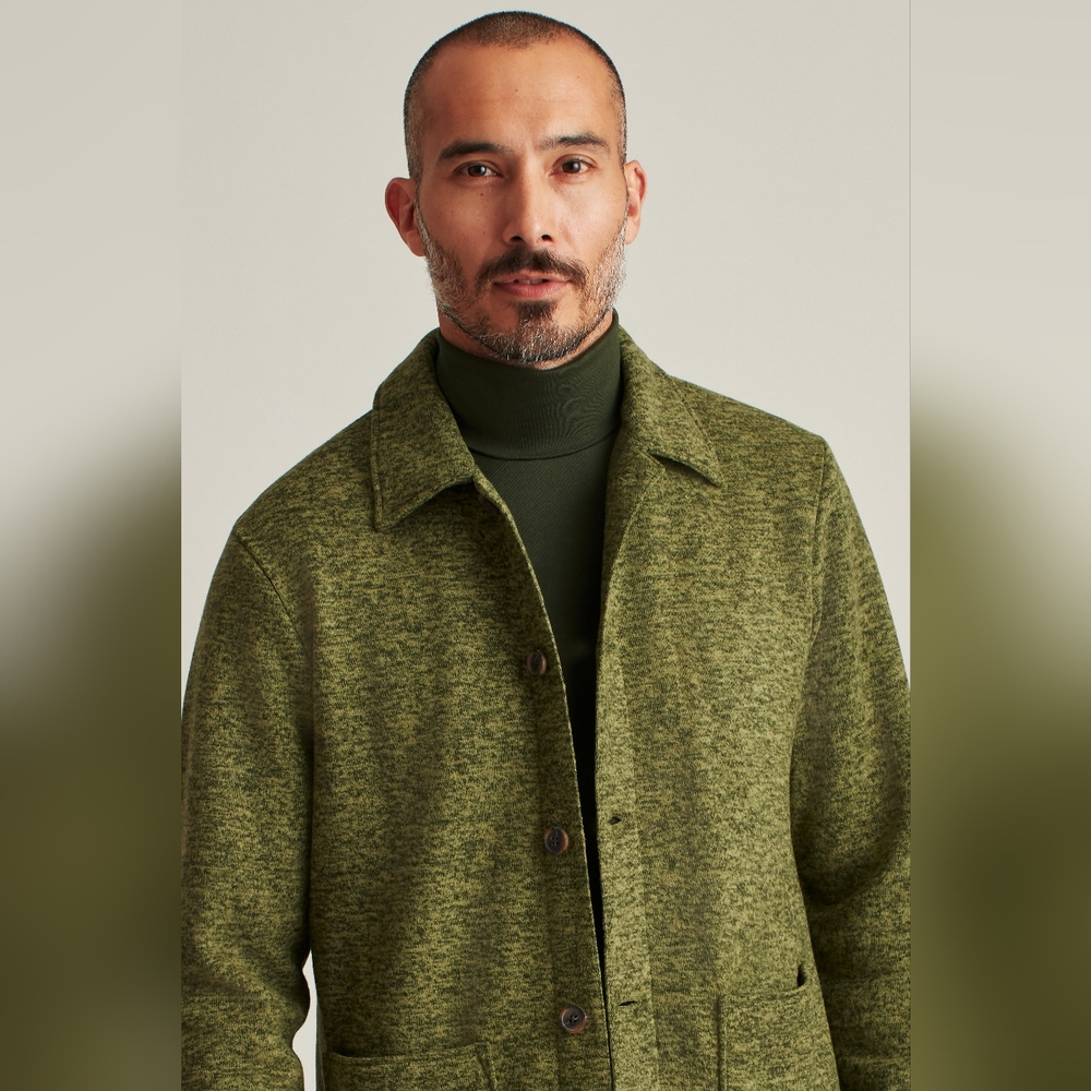 Bonobos Chore Fleece Shacket in Heather Green, Medium